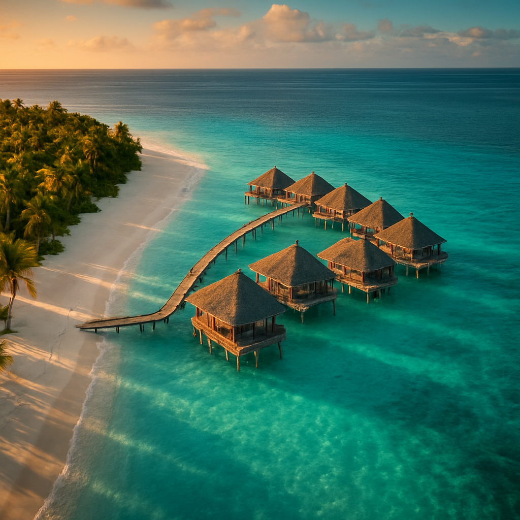 Tropical coastline with a luxury resort